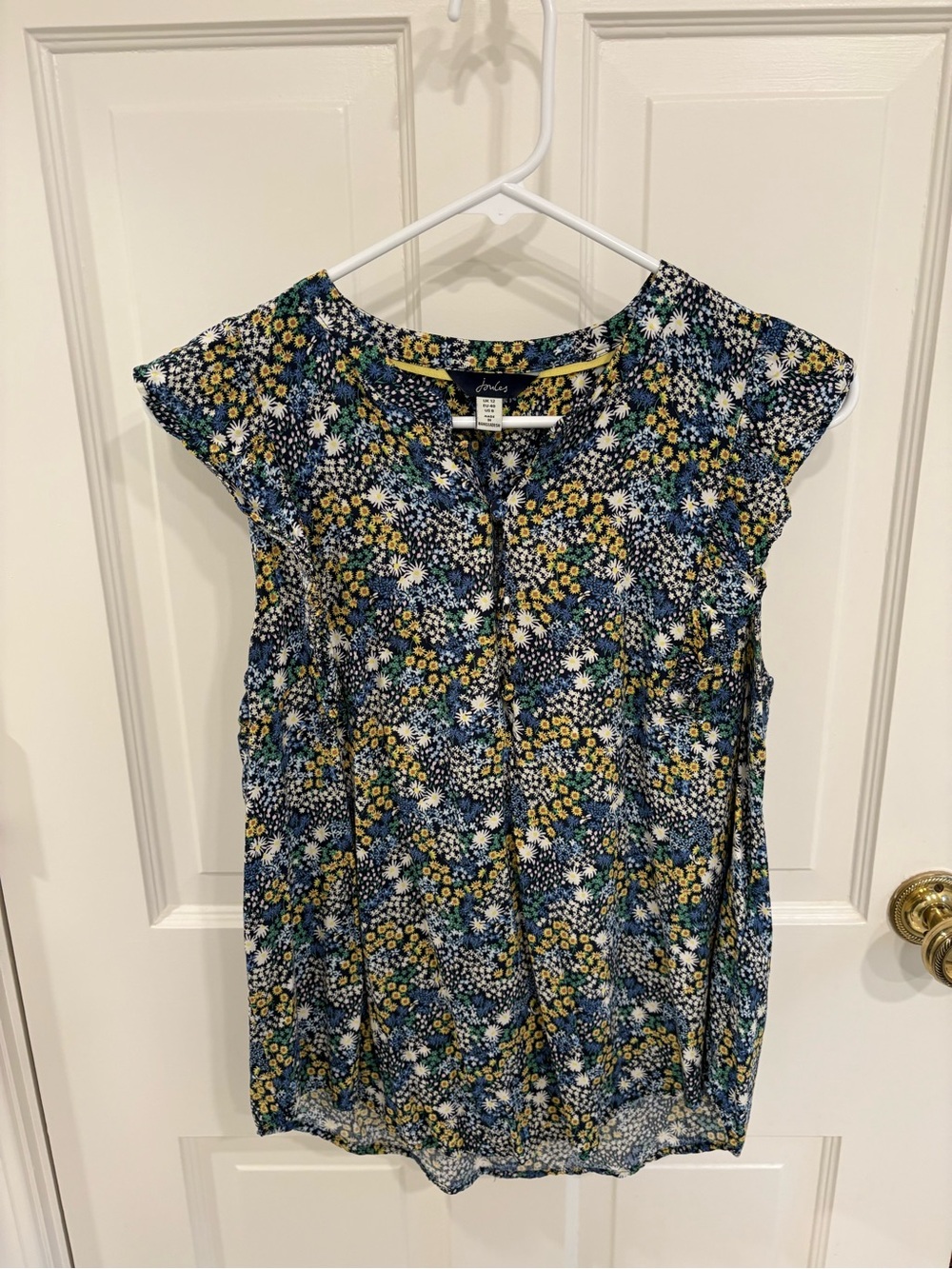 Joules Navy Floral Short-Sleeve Blouse